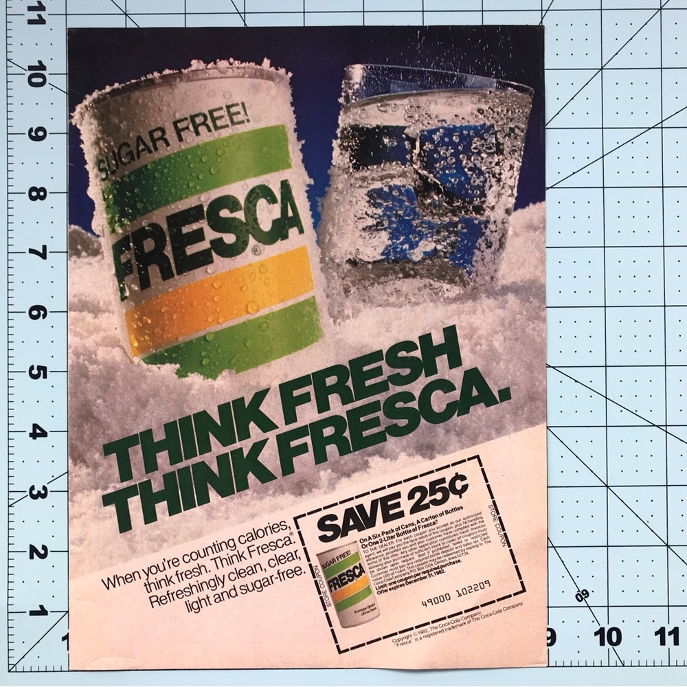 1980’s Vintage Magazine Ad FRESCA Soda 1982